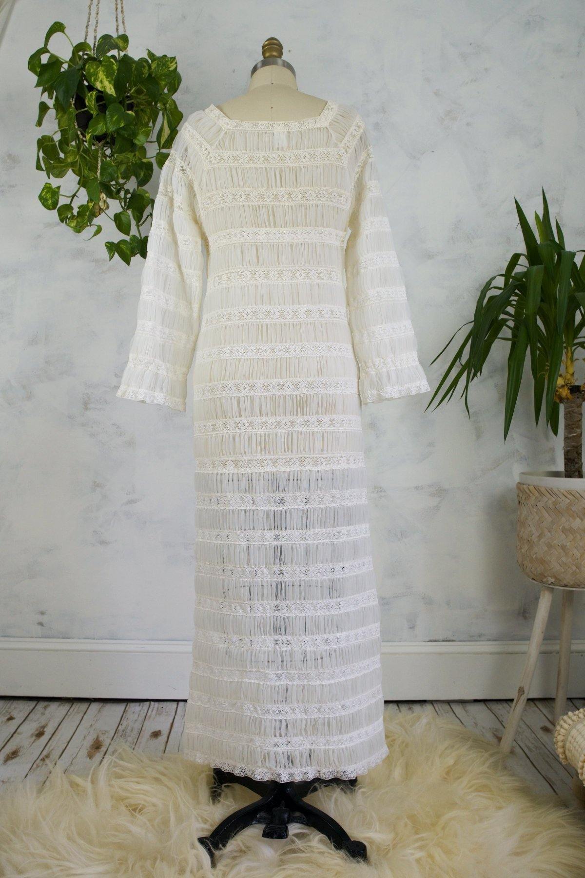 Vintage Sheer Ruched Lace Nightgown-closiTherapi | vinTage