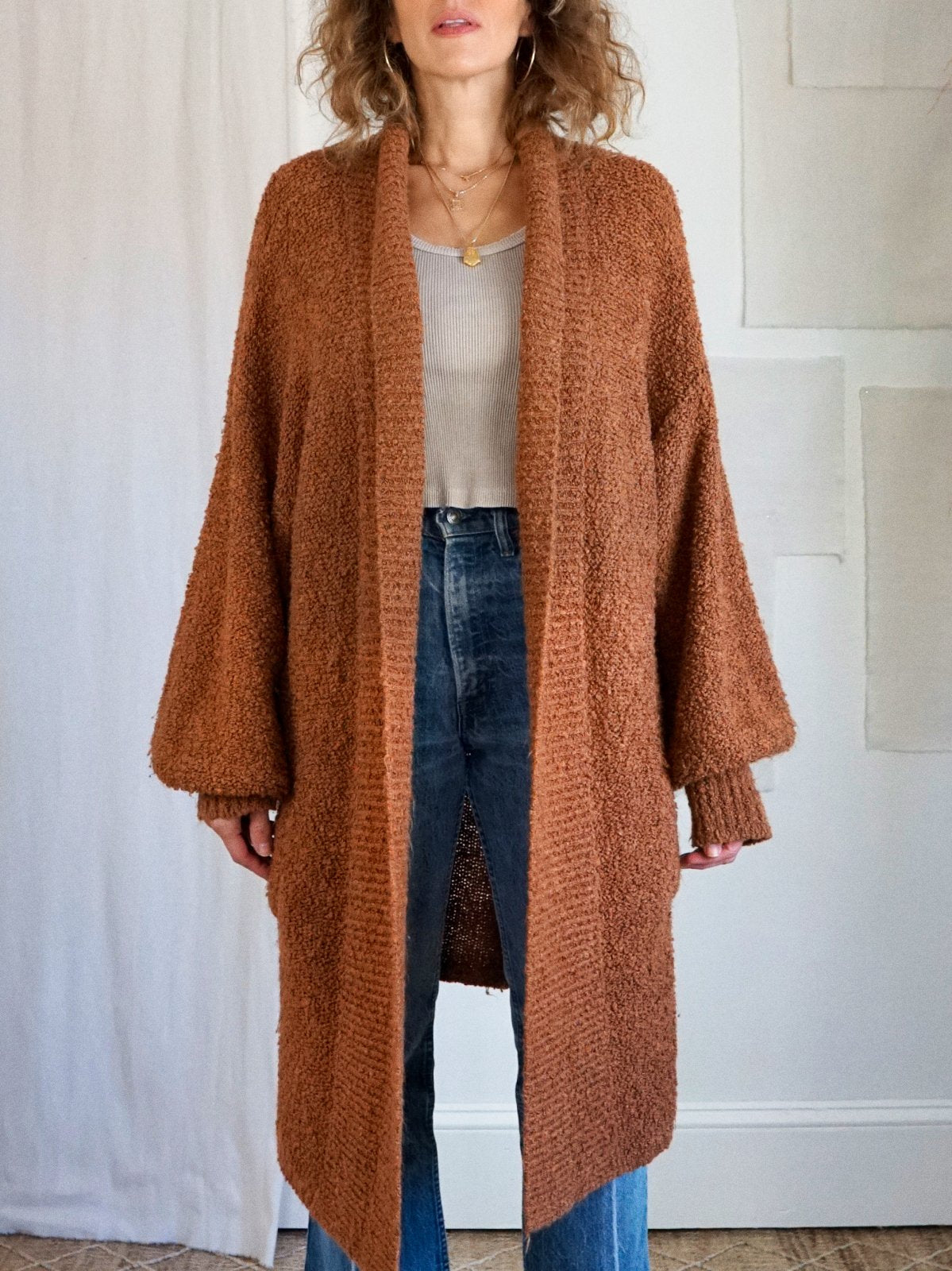 Boucle sweater hotsell coat