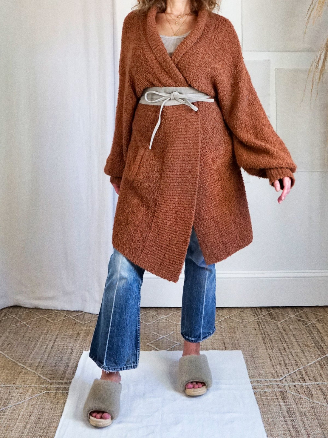 Vintage Sienna Boucle Long Sweater Coat-closiTherapi | vinTage