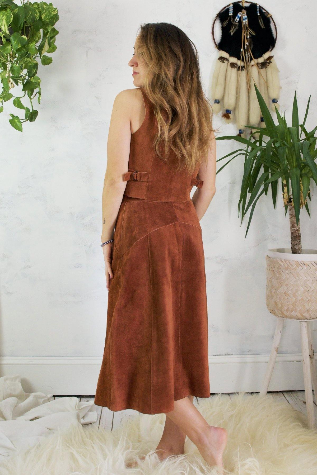 Vintage Sienna Suede Vest + Skirt Set-closiTherapi | vinTage