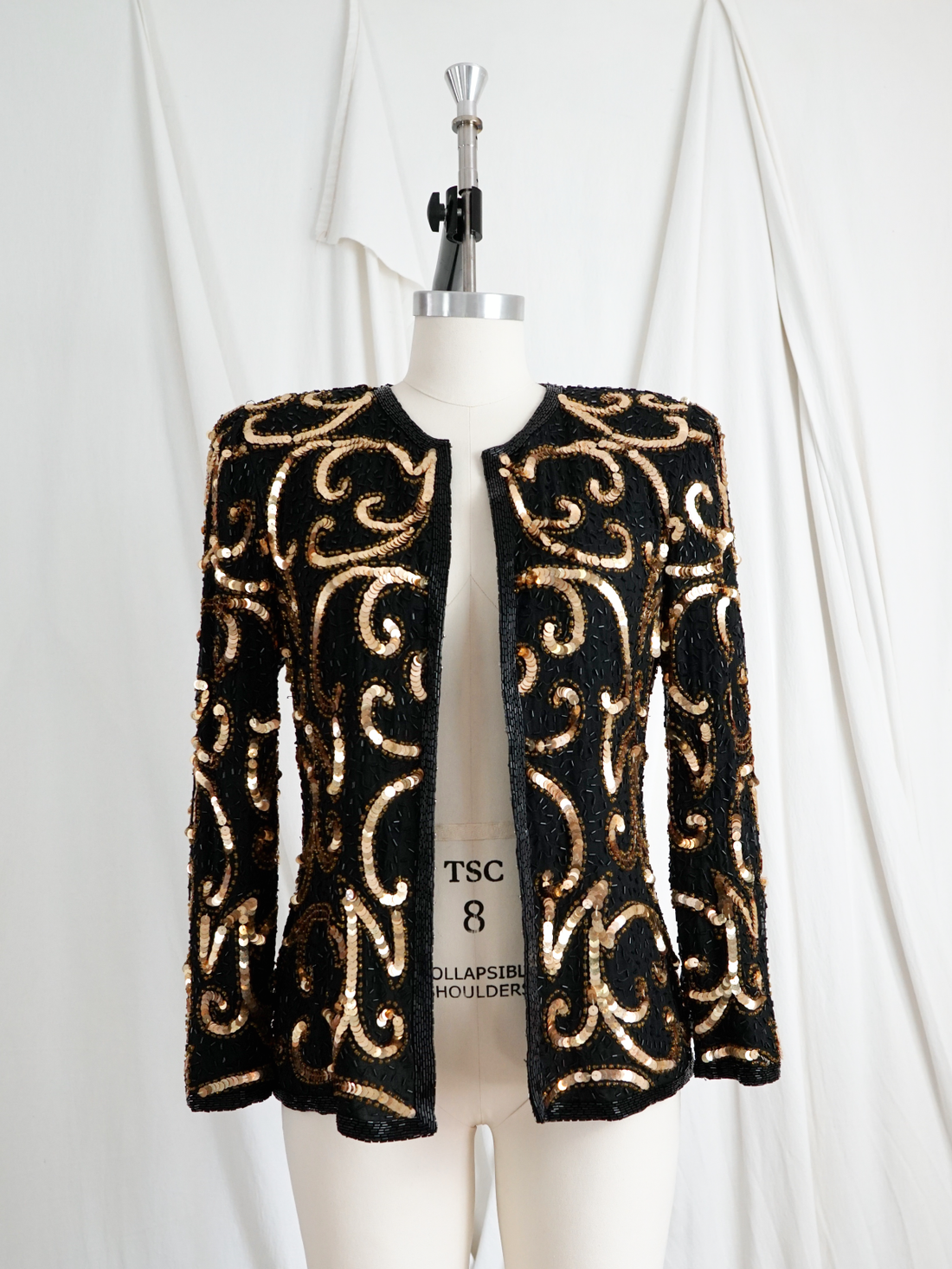 Vintage Silk Golden Sequin Jacket-closiTherapi | vinTage