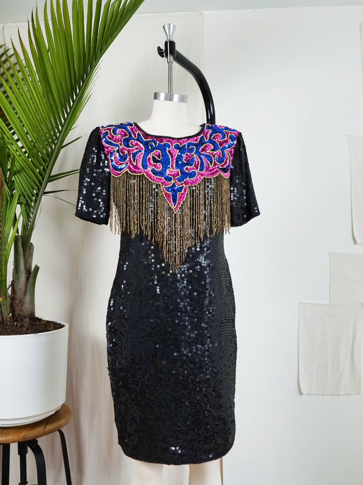 Vintage Silk Sequin Fringe Dress therapi Vintage Silk Sequin Fringe Dress therapi