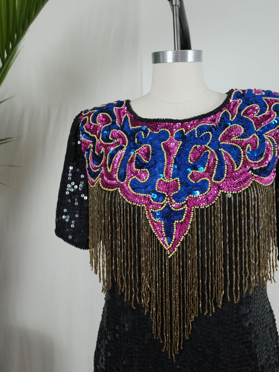 Vintage Silk Sequin Fringe Dress-closiTherapi | vinTage