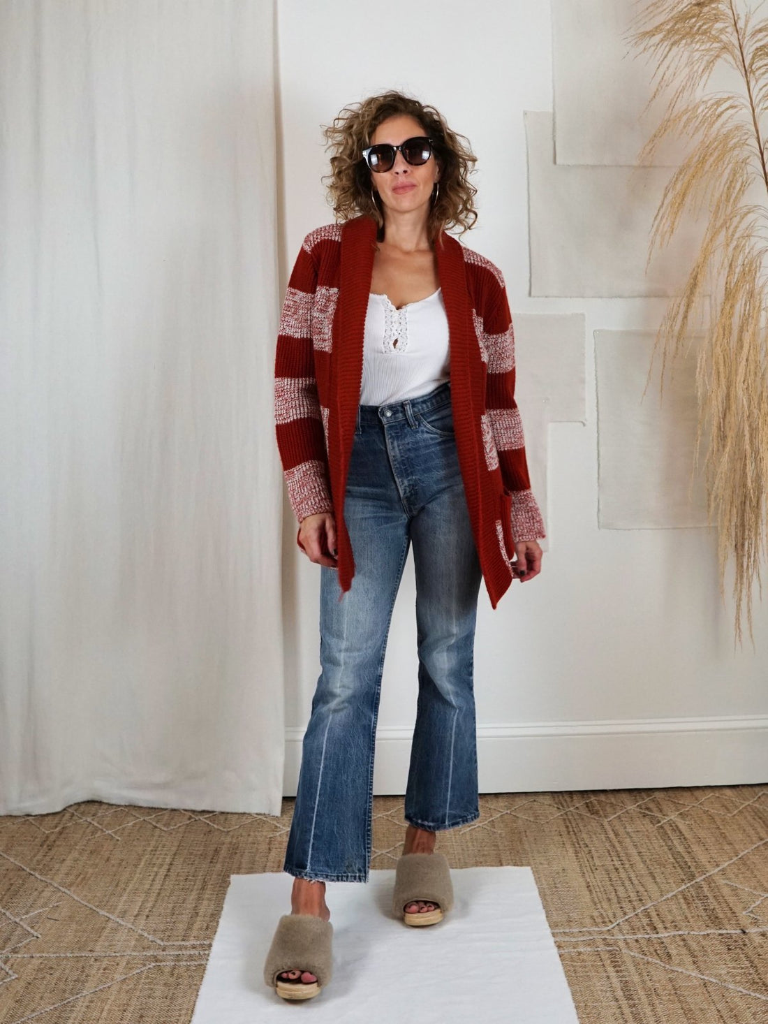 Vintage Space Dyed Cinnamon Stripe Cardigan-closiTherapi | vinTage