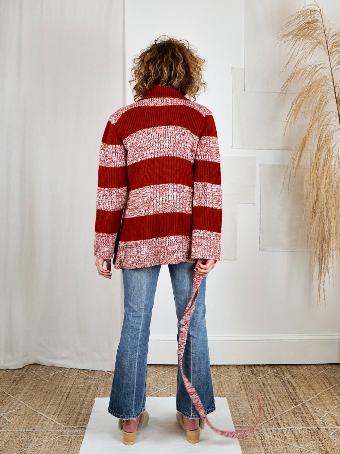 Vintage Space Dyed Cinnamon Stripe Cardigan-closiTherapi | vinTage
