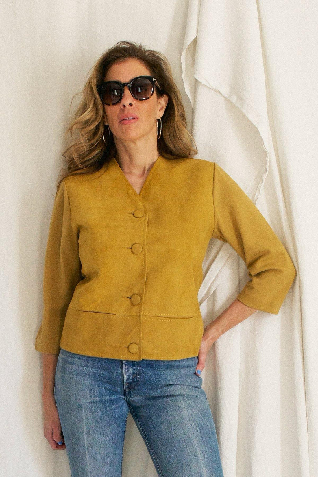 Vintage Spicy Turmeric Italian Suede Jacket-closiTherapi | vinTage