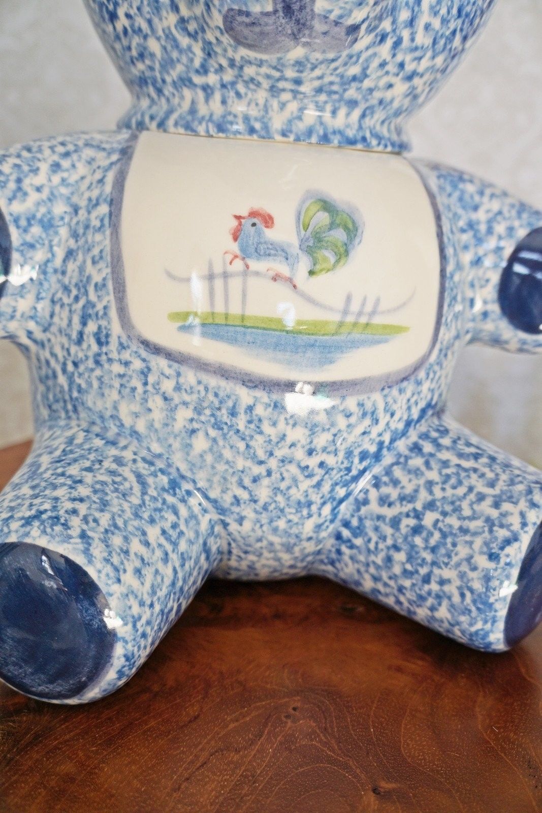 Vintage Spongeware Teddy Bear Cookie Jar-closiTherapi | vinTage