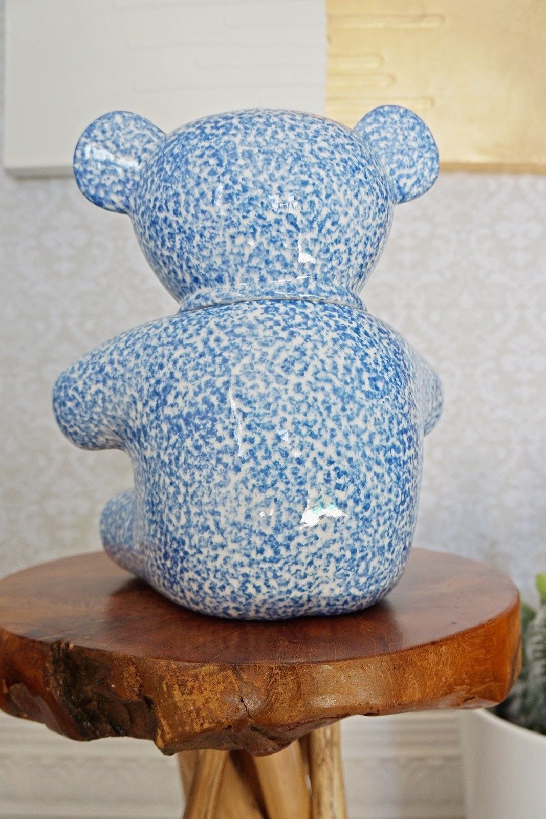 Vintage Spongeware Teddy Bear Cookie Jar-closiTherapi | vinTage