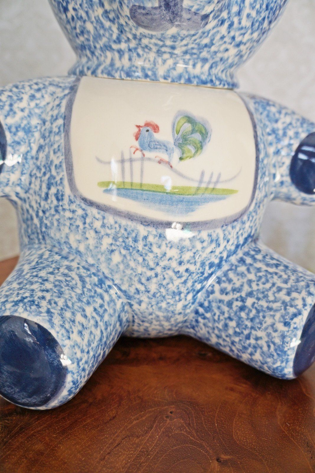 Vintage Spongeware Teddy Bear Cookie Jar-closiTherapi | vinTage