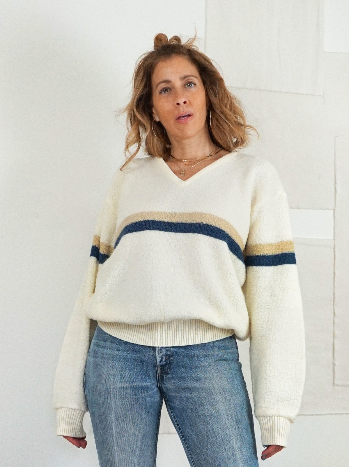 Vintage Stripe Slouchy Terry Sweater-closiTherapi | vinTage