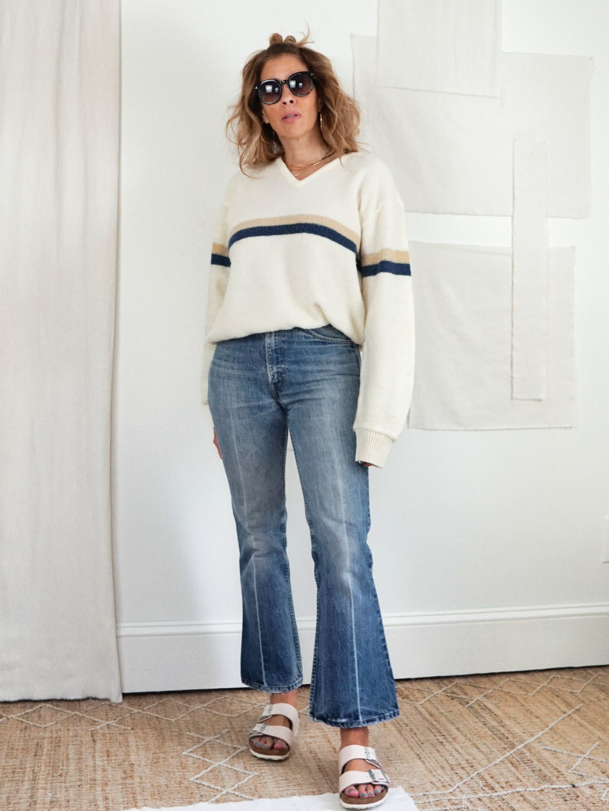 Vintage Stripe Slouchy Terry Sweater-closiTherapi | vinTage