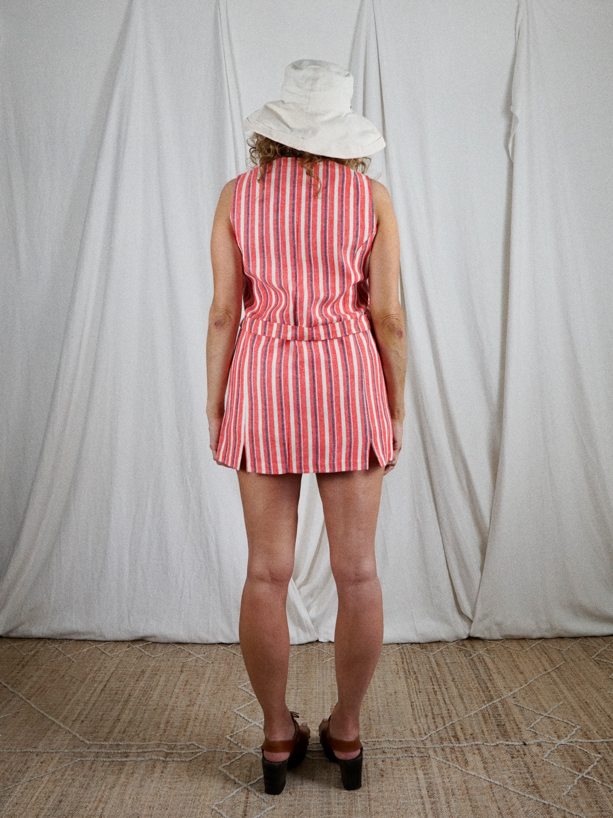 Vintage Stripe Tunic Vest Short Set-closiTherapi | vinTage