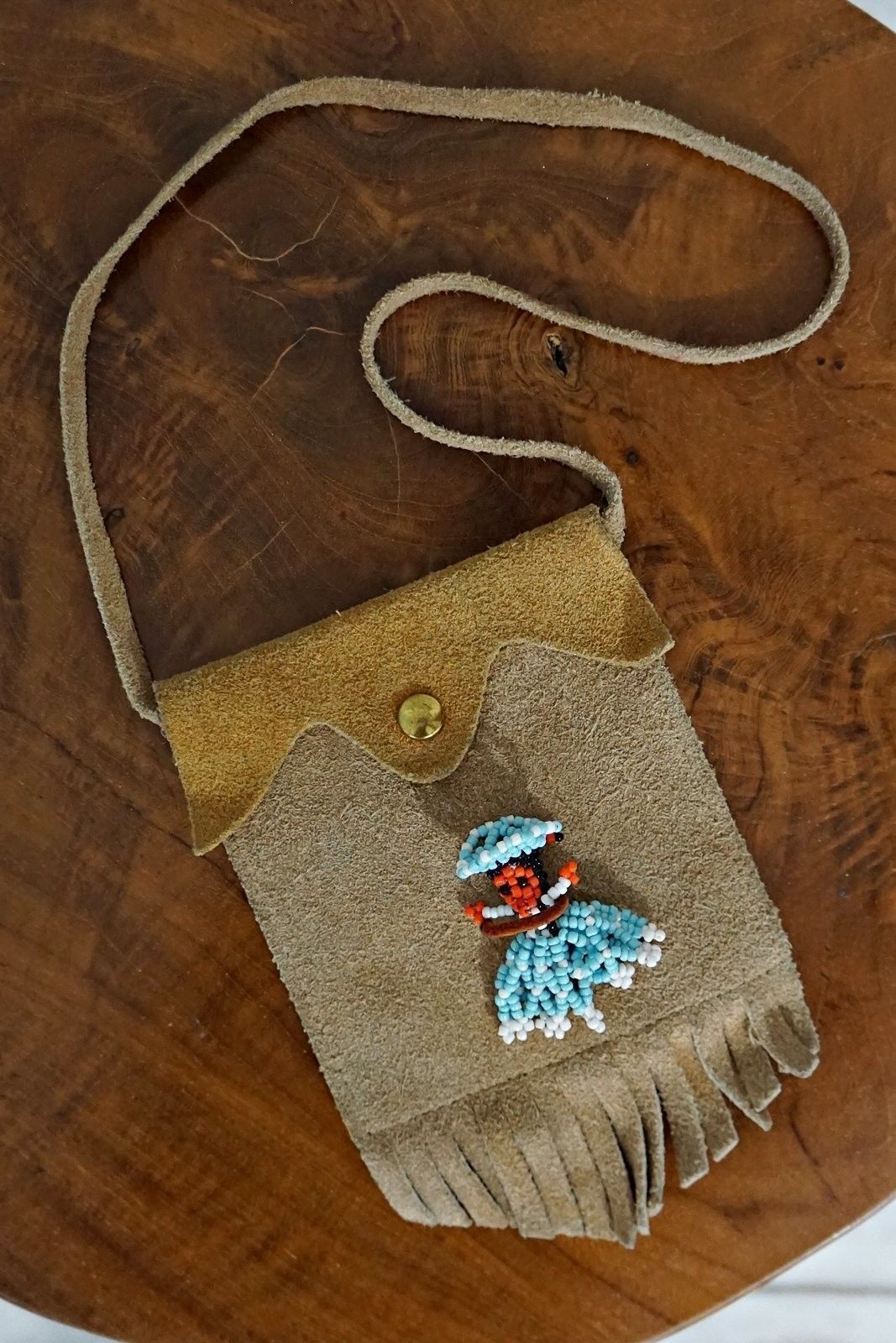 Vintage Suede Worry Doll Fringe Pouch-closiTherapi | vinTage