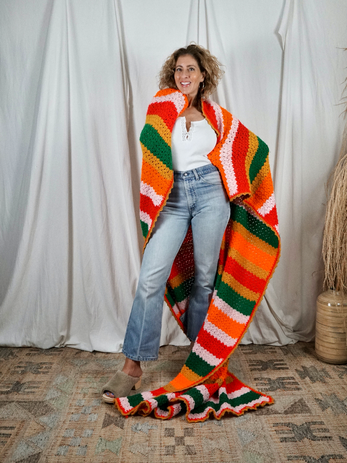 Vintage Sunset Fiesta Stripe Blanket-closiTherapi | vinTage