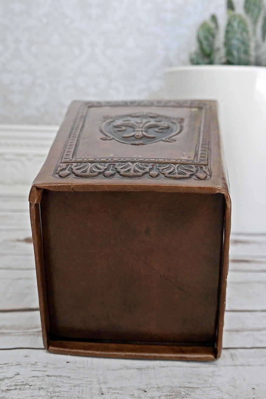 Vintage Tooled Leather Waste Basket-closiTherapi | vinTage