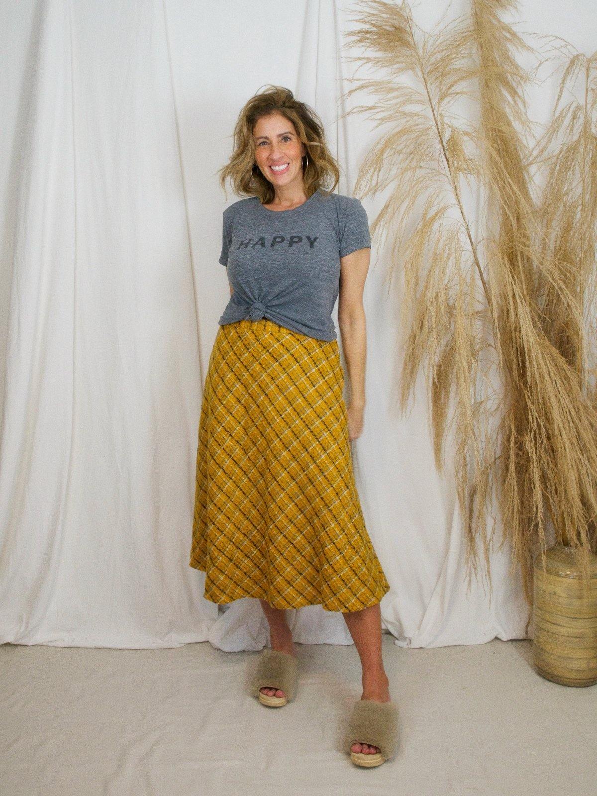 Vintage Tumeric Plaid Boucle Skirt-closiTherapi | vinTage