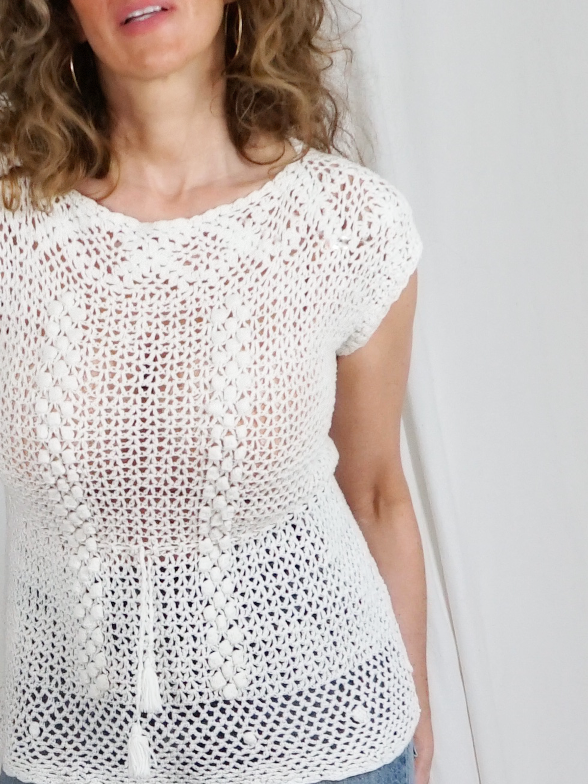 Vintage Vanilla Crochet Knit Top-closiTherapi | vinTage