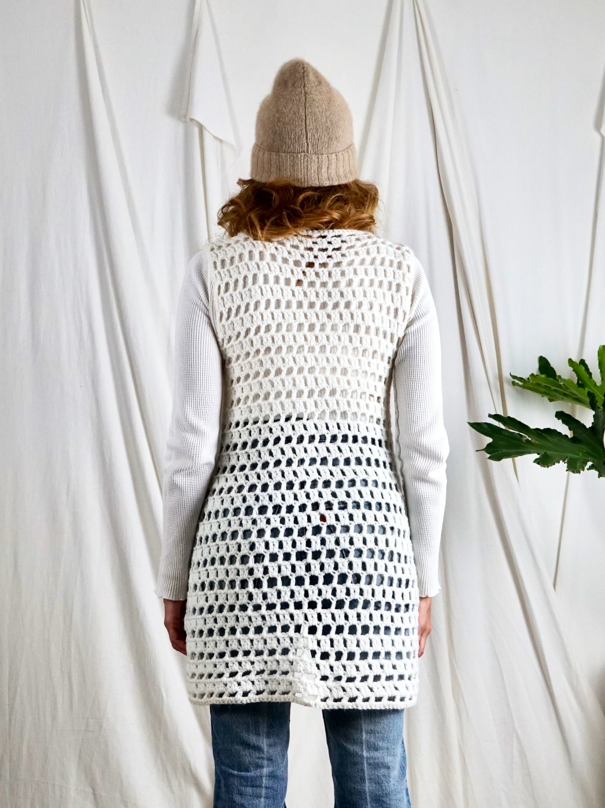 Vintage Vanilla Crochet Tassel Sweater Vest-closiTherapi | vinTage