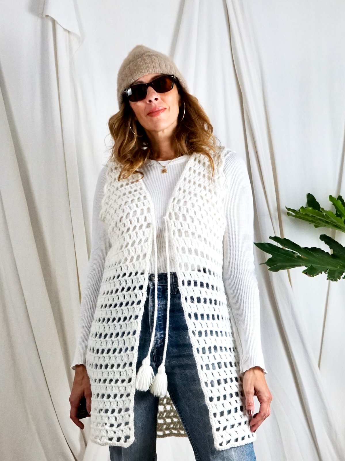 Vintage Vanilla Crochet Tassel Sweater Vest-closiTherapi | vinTage