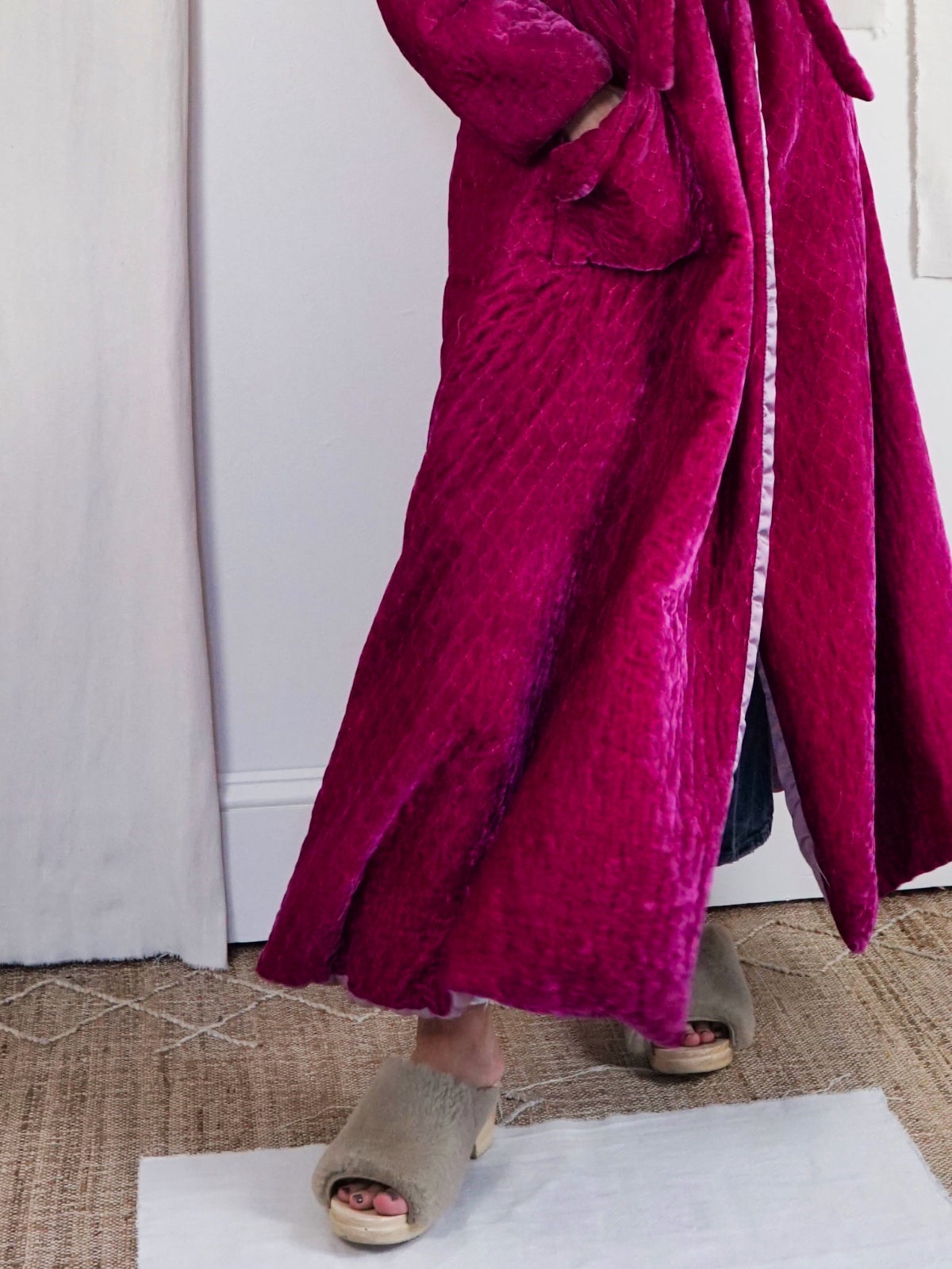 Vintage Velvet Magenta Quilted Robe-closiTherapi | vinTage