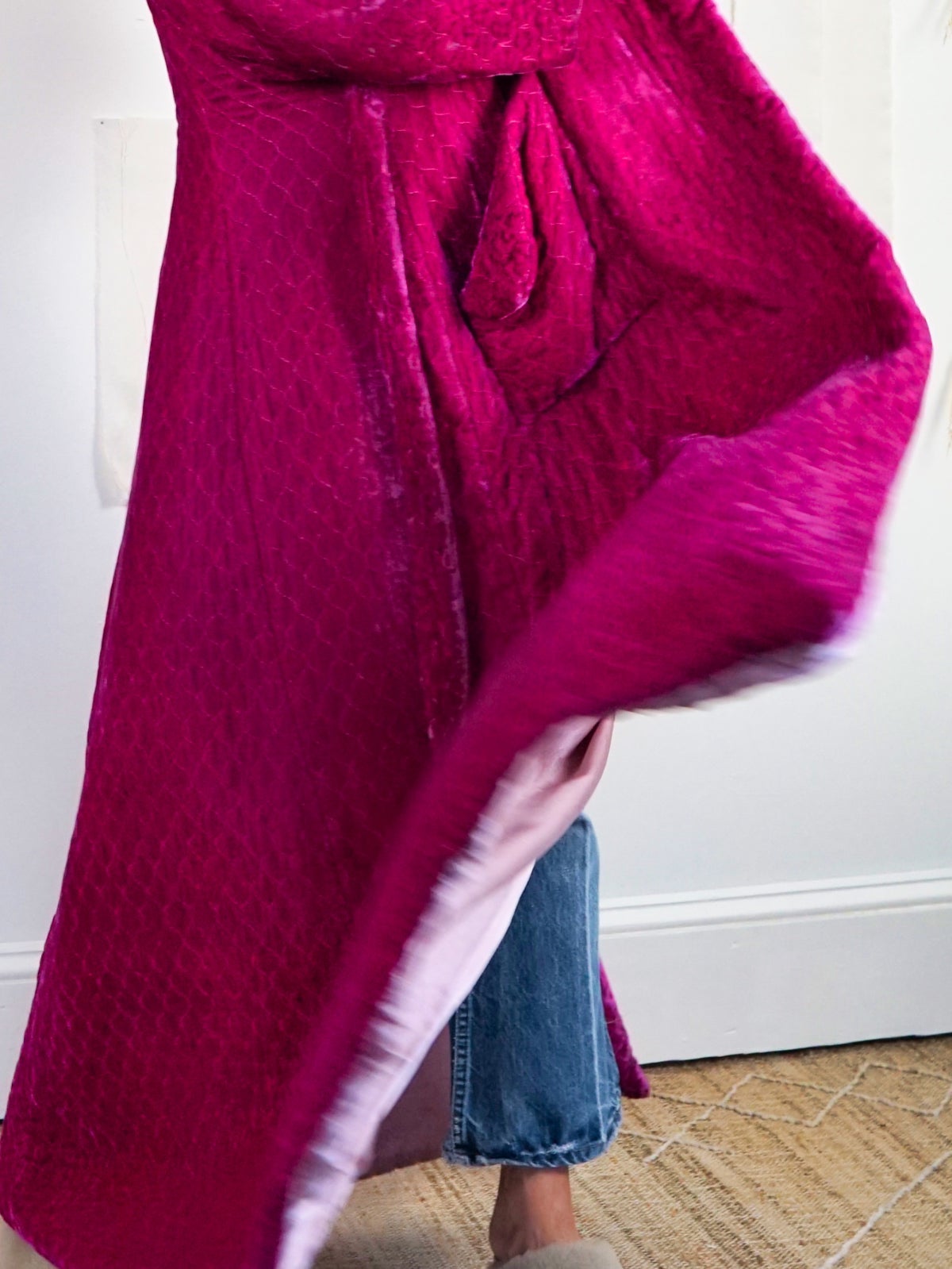 Vintage Velvet Magenta Quilted Robe-closiTherapi | vinTage