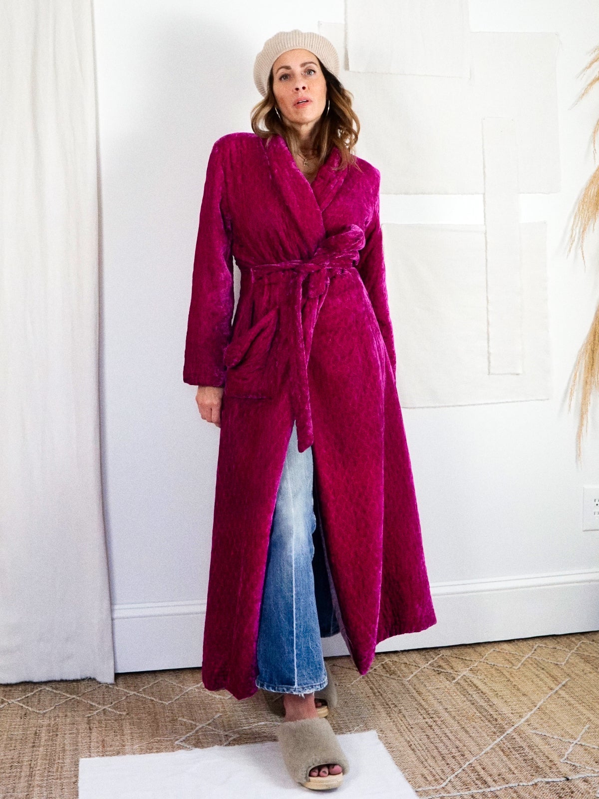 Vintage Velvet Magenta Quilted Robe-closiTherapi | vinTage