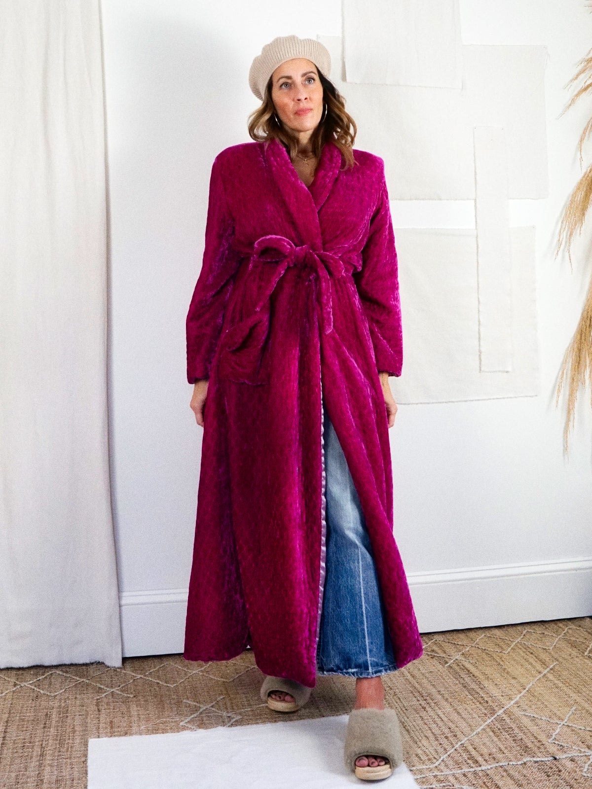 Vintage Velvet Magenta Quilted Robe-closiTherapi | vinTage