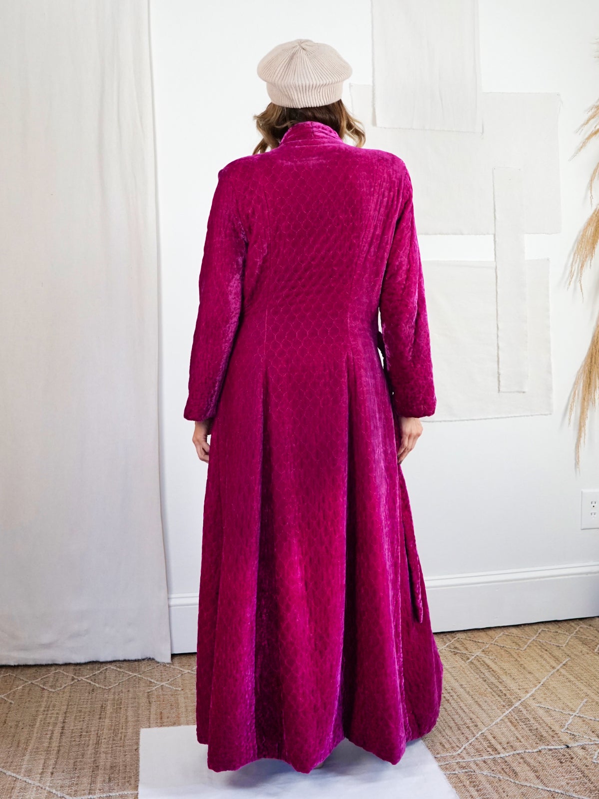 Vintage Velvet Magenta Quilted Robe-closiTherapi | vinTage
