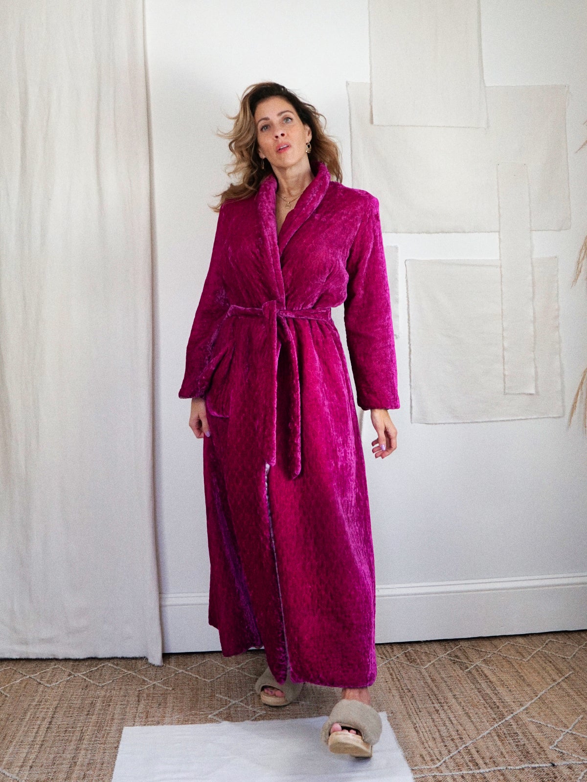 Vintage Velvet Magenta Quilted Robe-closiTherapi | vinTage