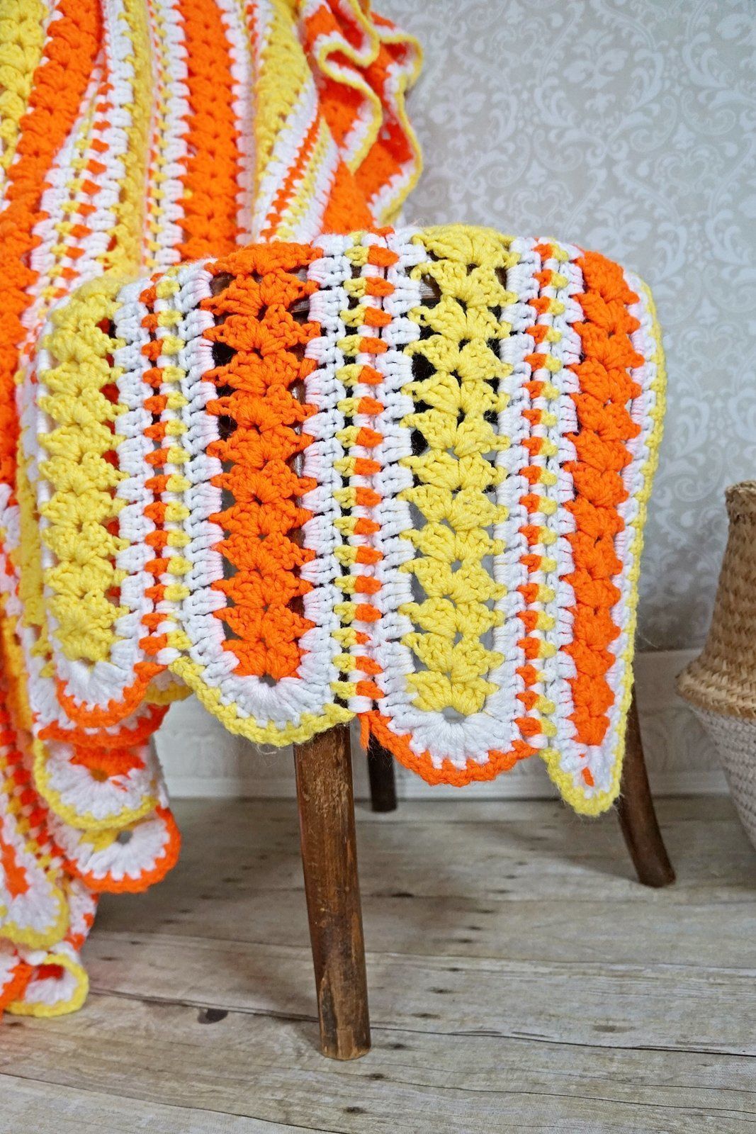 Vintage Vibrant Handknit Afghan-closiTherapi | vinTage