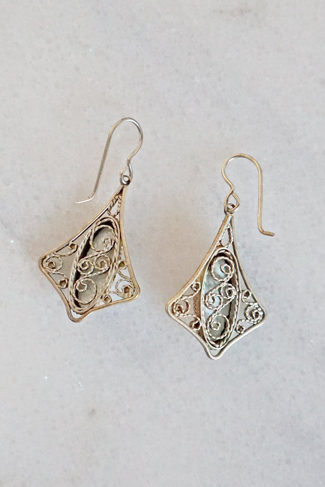 Vintage Victorian Rosebud Filigree Earrings-closiTherapi | vinTage