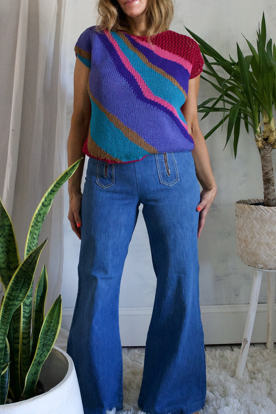 Vintage Wavy Knit Crochet Top-closiTherapi | vinTage