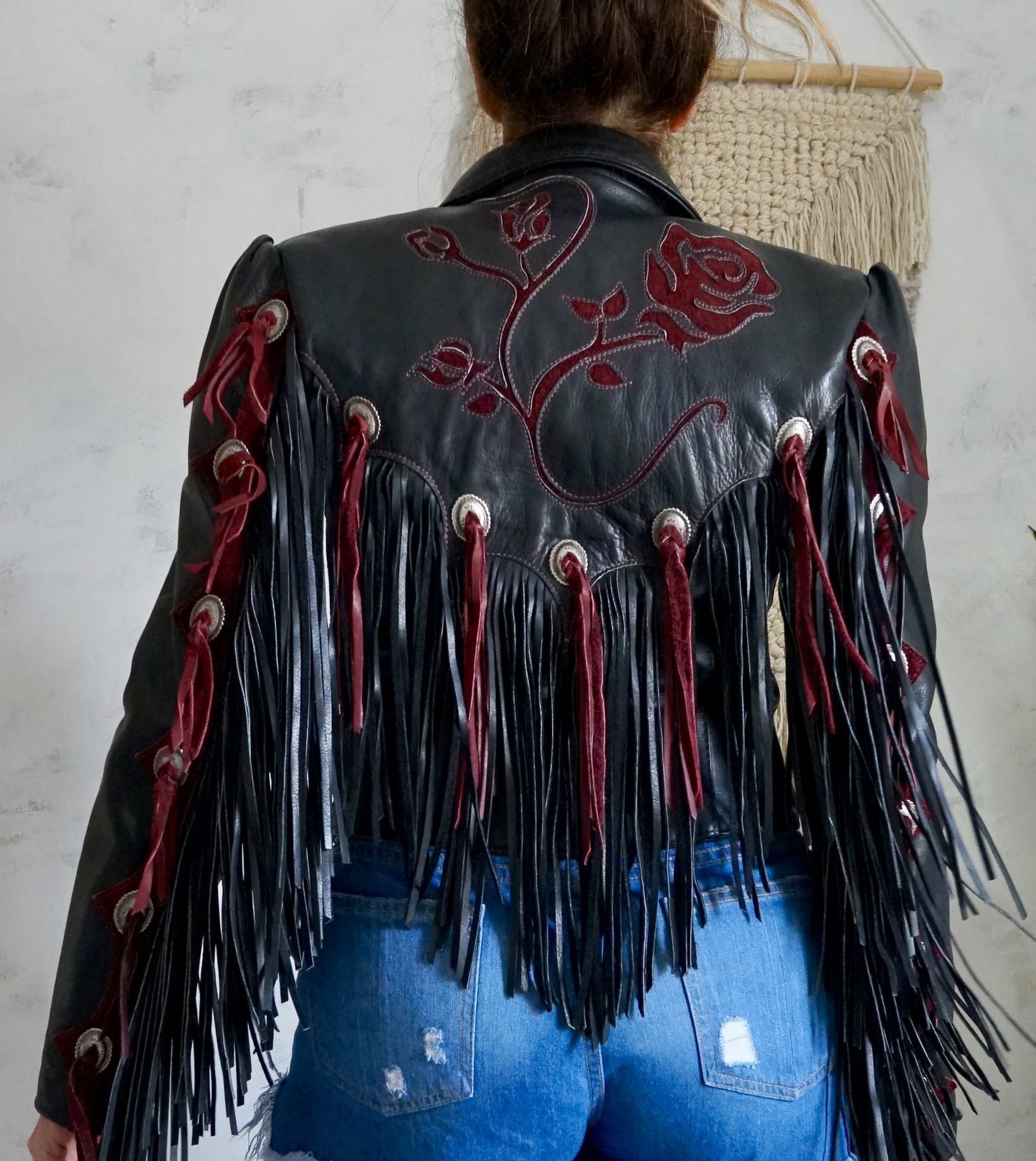 ジャケット・アウター vintage fringe velour leather jacket Vintage Wild Rose Leather Fringe Jacket – therapi
