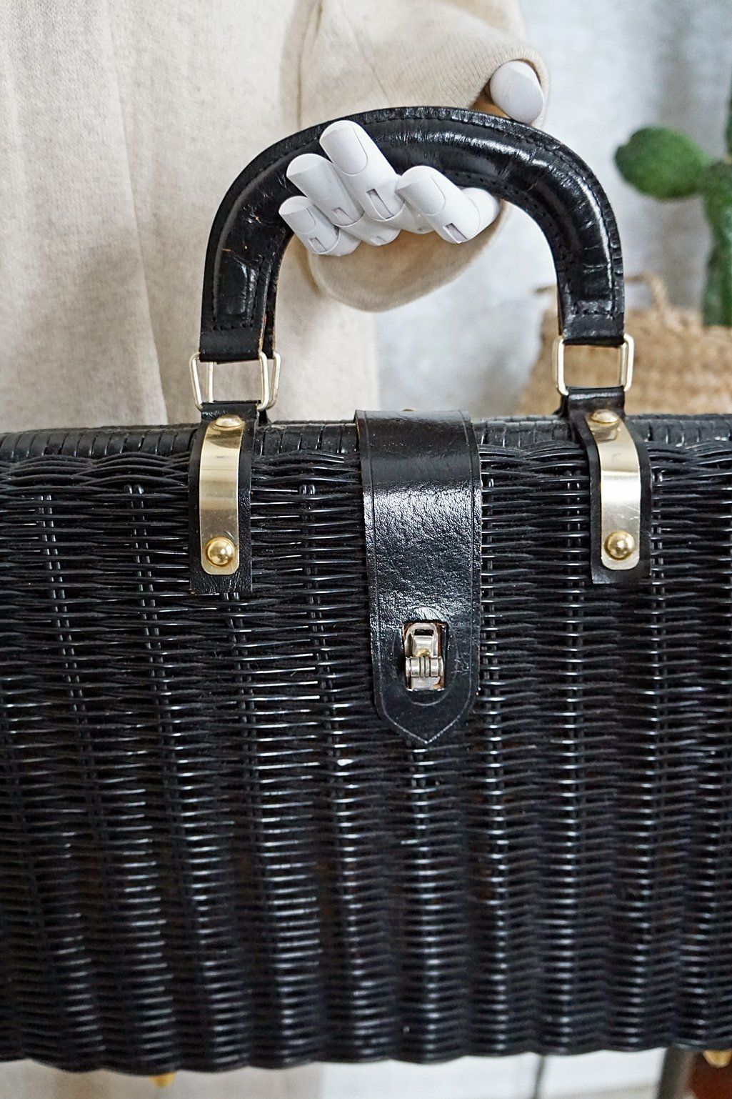 Vintage Woven Rattan Plaid Lined Bag-closiTherapi | vinTage