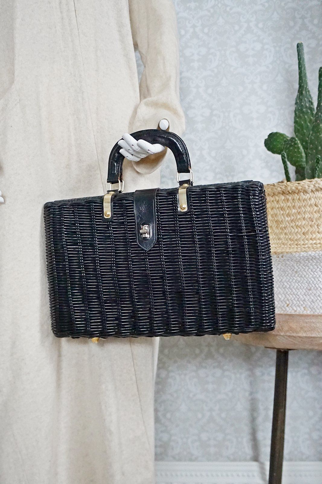 Vintage Woven Rattan Plaid Lined Bag-closiTherapi | vinTage